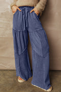Ashleigh Blue Careys Mineral Wash Tiered Wide Leg Patchwork Drawstring Pants